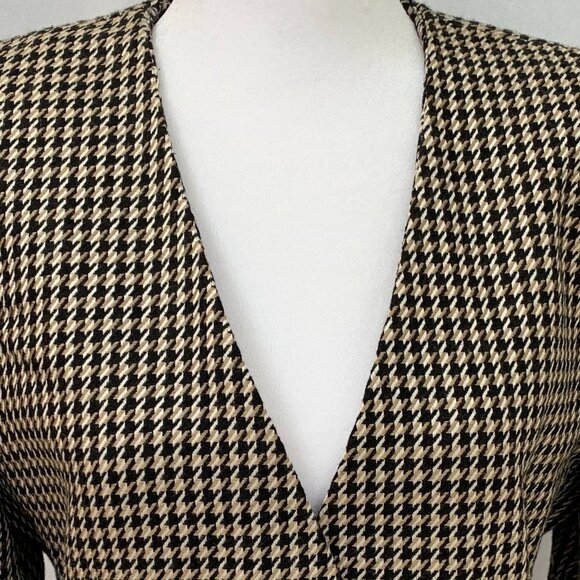 Vtg 80s Houndstooth Double Breast Wool Blazer Jacket Made in USA - Picture 5 of 16